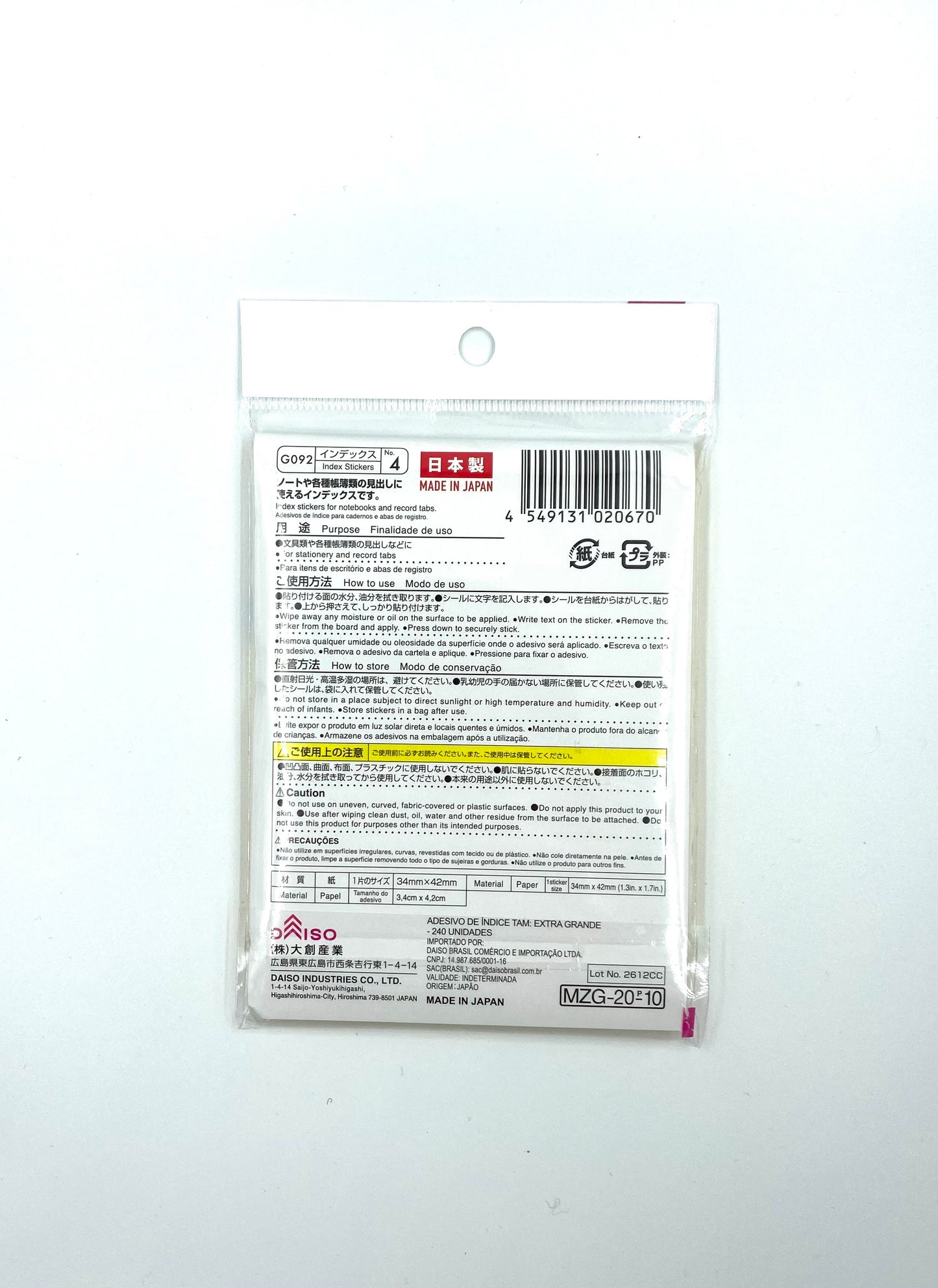 Daiso Index Sticker - extra large (240 sheets)