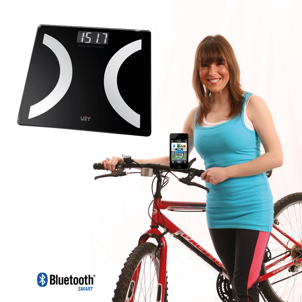 WiTscale S220 Body Fat Bluetooth Smart High Precision Digital Bathroom Scale with Large Backlit Display and Step-On Technology