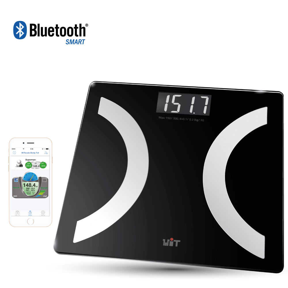 WiTscale S220 Body Fat Bluetooth Smart High Precision Digital Bathroom Scale with Large Backlit Display and Step-On Technology