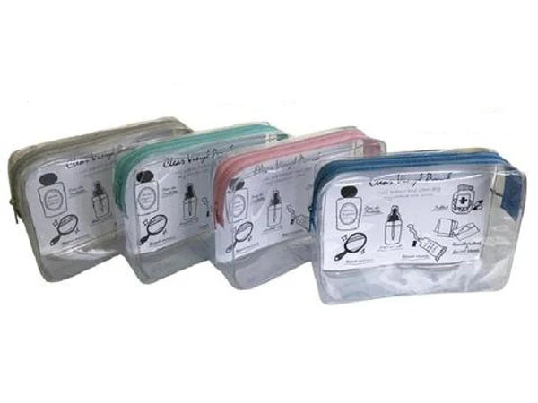 Daiso Color clear vinyl pouch (Pink)