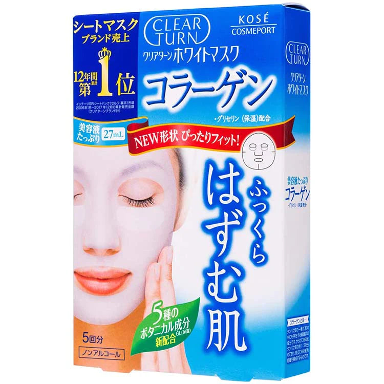 Kose - Clear Turn White Mask (Collagen) 5 Sheets