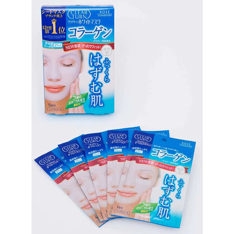 Kose - Clear Turn White Mask (Collagen) 5 Sheets