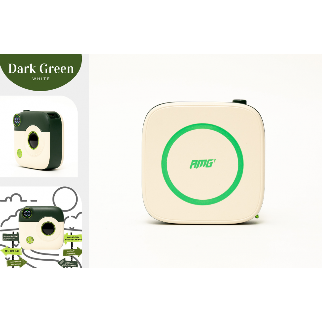 Korea AMG-CT Camera Q10 10,000mAh Power Bank (Dark Green x White)