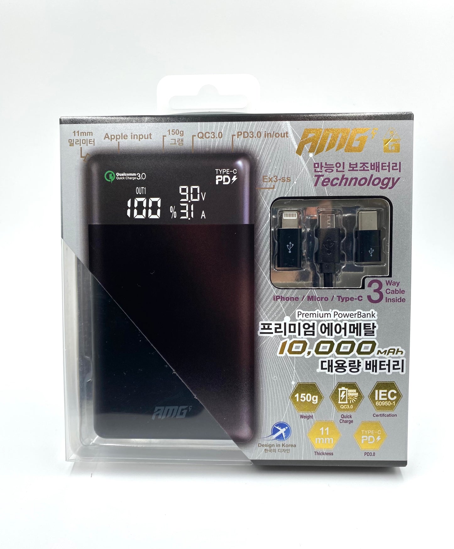 Korea AMG-CT EX3-SS 10000mAh Power Bank (Black)